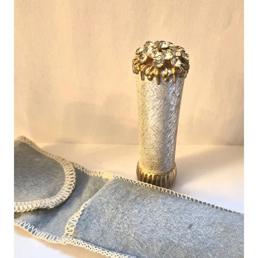 Merle Norman 1950s Premium Deluxe Austrian Crystal Jeweled Vintage Lipstick Case